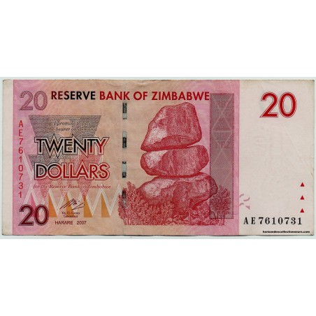 20 Dollars ZIMBABWE 2007 P.68 SPL
