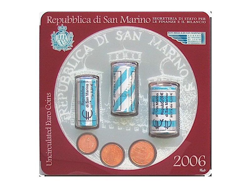 Série 1ct, 2ct, 5ct, Saint-Marin 2006