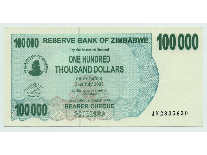 100 000 Dollars ZIMBABWE 2006 P.48b SPL