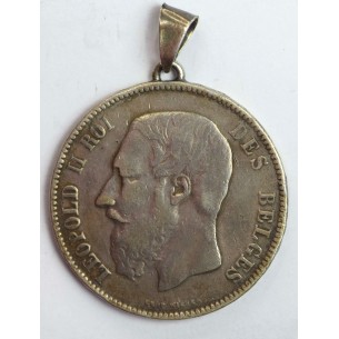 Pendentif Monture Entourage Pièce 5 Francs Argent Leopold...