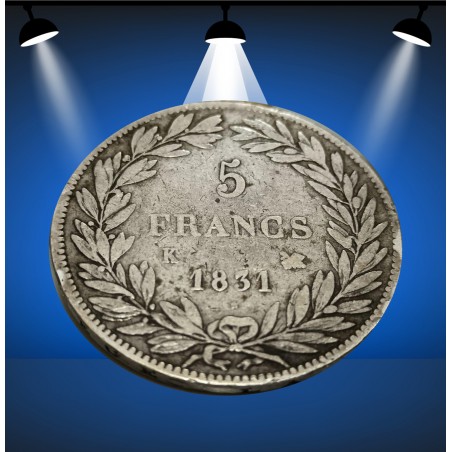 5 francs type Tiolier avec le I, tranche en creux 1831 Bordeaux F.317/1