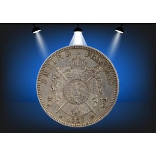 5 Francs Napoléon III 1867 Strasbourg tête laurée 2