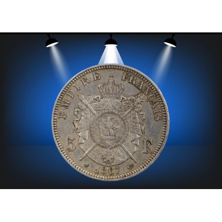 5 Francs Napoléon III 1867 Strasbourg tête laurée