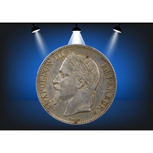 5 Francs Napoléon III 1867 Strasbourg tête laurée