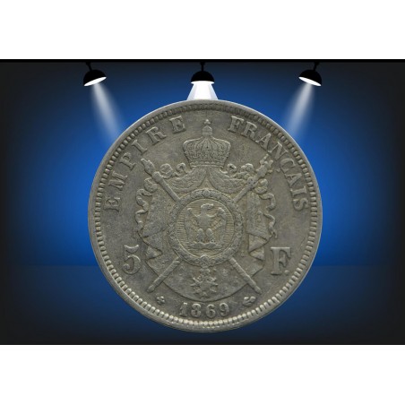 5 Francs Napoléon III 1869, Strasbourg, III tête laurée