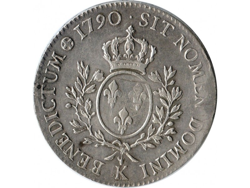 Écu Louis XVI aux lauriers 1790 K (Bordeaux)