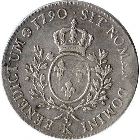 Écu Louis XVI aux lauriers 1790 K (Bordeaux)