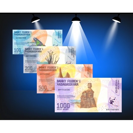 SERIE 100 AU 1000 ARIARY - MADAGASCAR 2017 P#97 à P#100-horizondescollectionneurs.com