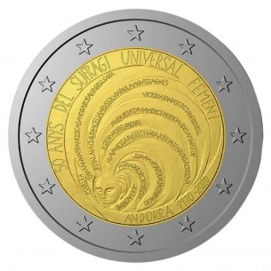 2 Euros ANDORRE 2020- anniversaire  droit de vote des femmes en Andorre 2