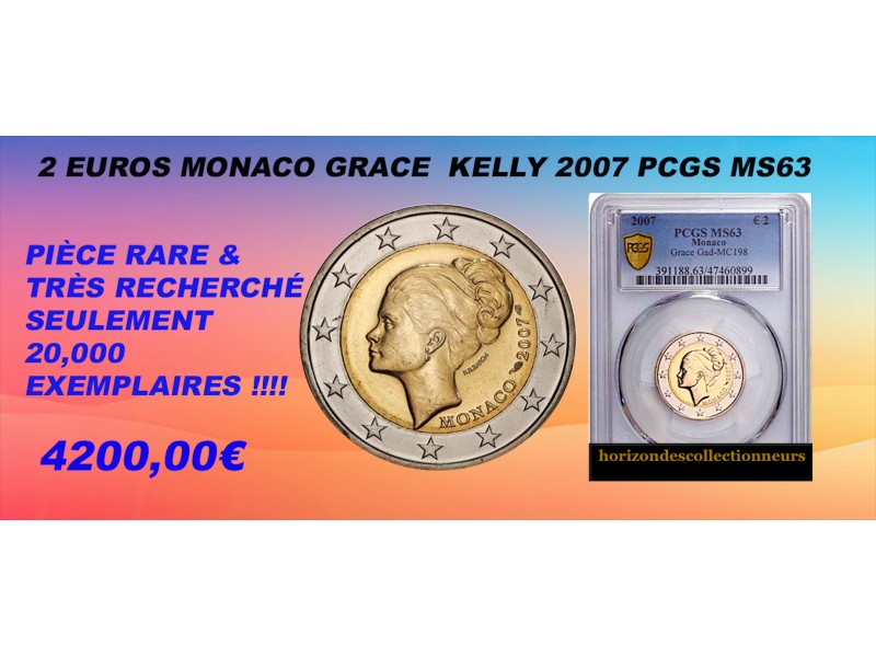 2 Euros MONACO 2007 GRACE KELLY PESSAC 2007 à 2030-horizondescollectionneurs.com