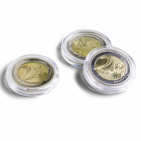 Capsules pour pièces de monnaie diamètre intérieur 26MM pour pièces de 2 euros boites de 10 Capsules pour pièces de monnaie diamètre intérieur 26MM pour pièces de 2 euros boites de 10